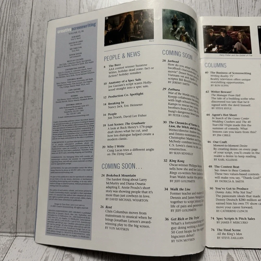 Creative Screenwriting Magazine Harry Potter Goblet Of Fire 2005 Vol 5 #6 Kloves
